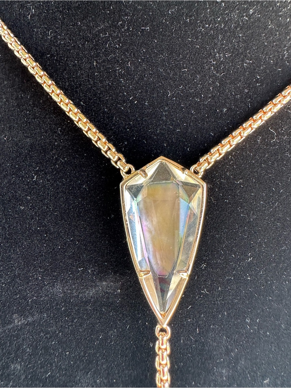 Kendra Scott gold with Iridescent Stones lariat necklace and matching earrings - Picture 4 of 11